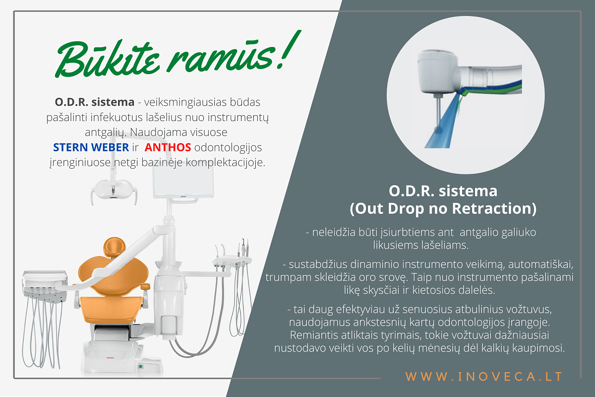 BŪKITE RAMŪS! O.D.R sistema įdiegta visuose ANTHOS ir STERN WEBER odontologinės įranos modeliuose!