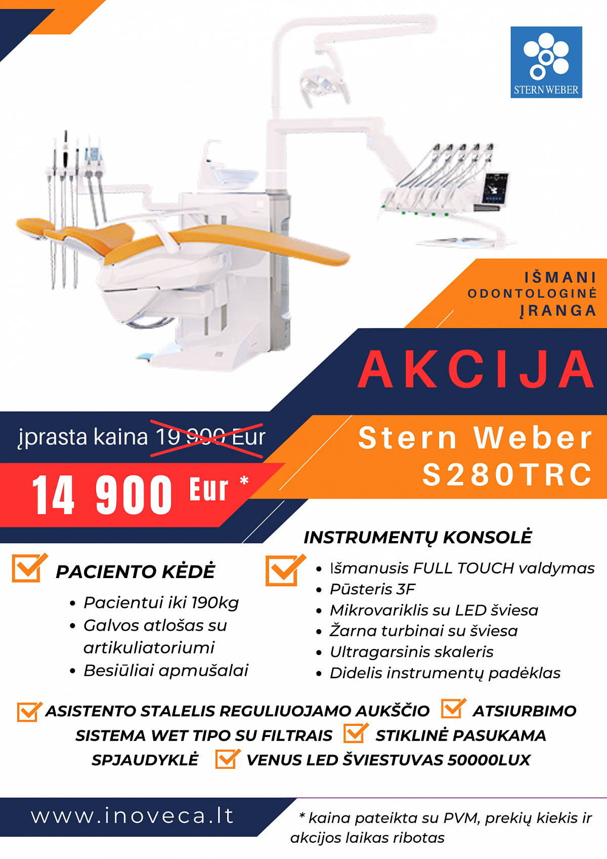 GERIAUSIA VASAROS AKCIJA - išmani odontologinė įranga Stern Weber S280TRC - tik 14900Eur !