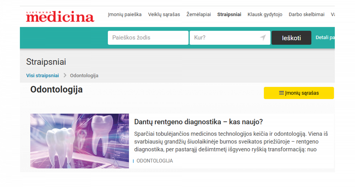 MES SPAUDOJE! Dantų rentgeno diagnostika - kas naujo? MES SPAUDOJE! Dantų rentgeno diagnostika - kas naujo?