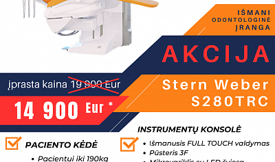 GERIAUSIA VASAROS AKCIJA - išmani odontologinė įranga Stern Weber S280TRC - tik 14900Eur !